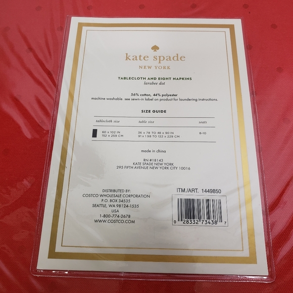 Kate Spade Chriatmas Red Tablecloth Napkin Set - Picture 5 of 5